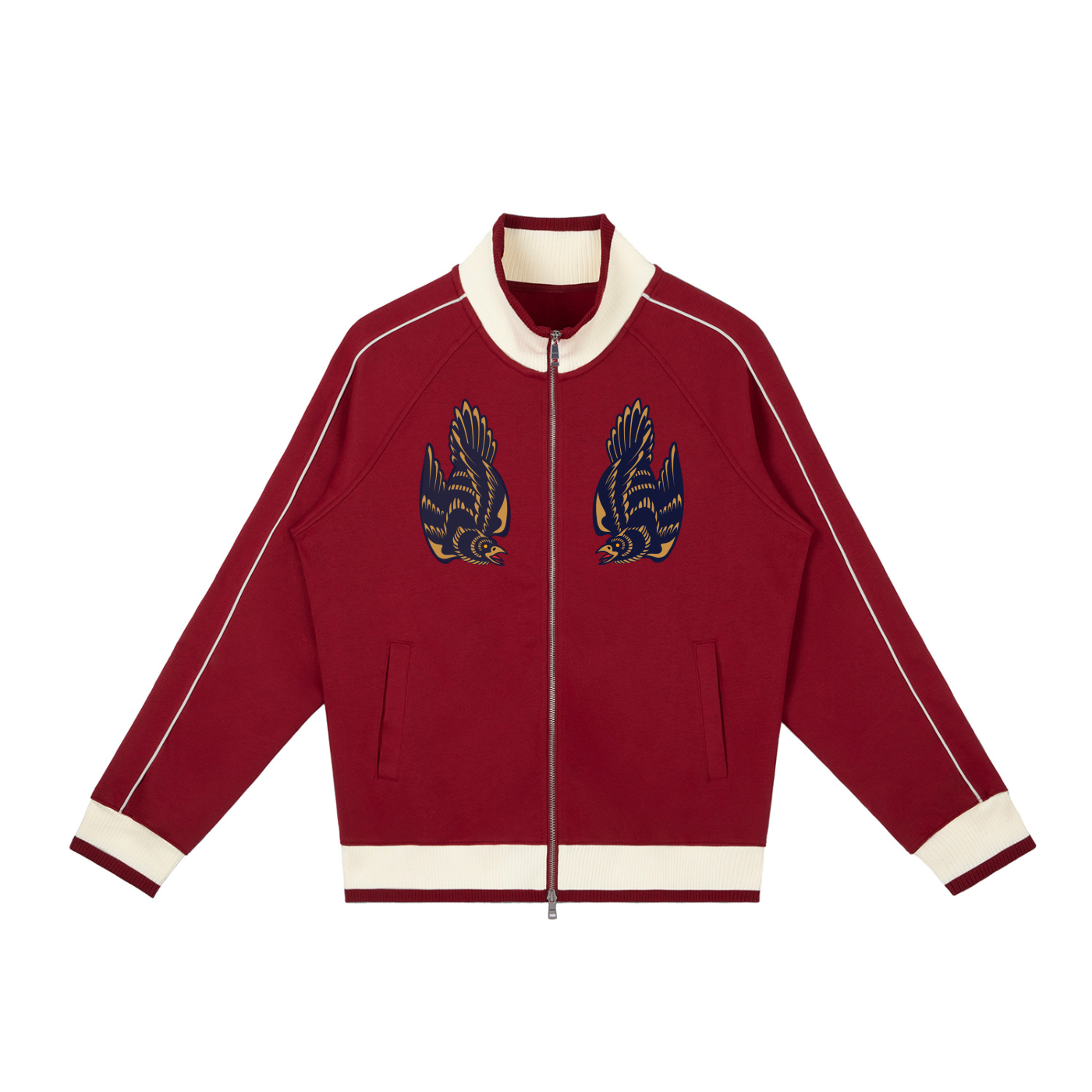 Color Block Raglan Sleeve Zip Track Jacket