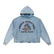 (Fire Ravens) Vintage Washed Frayed-Hem Hoodie