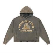 (Coffin Roses) Vintage Washed Frayed-Hem Hoodie