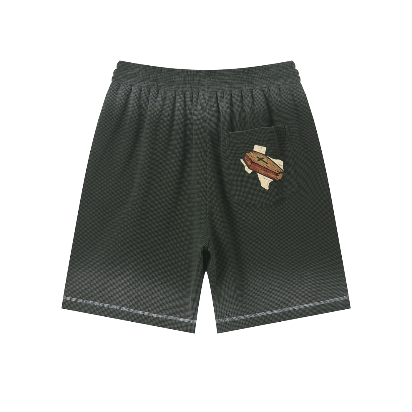 (Deconstructed Rose) Unisex Sunfade Waffle Raw Hem Shorts