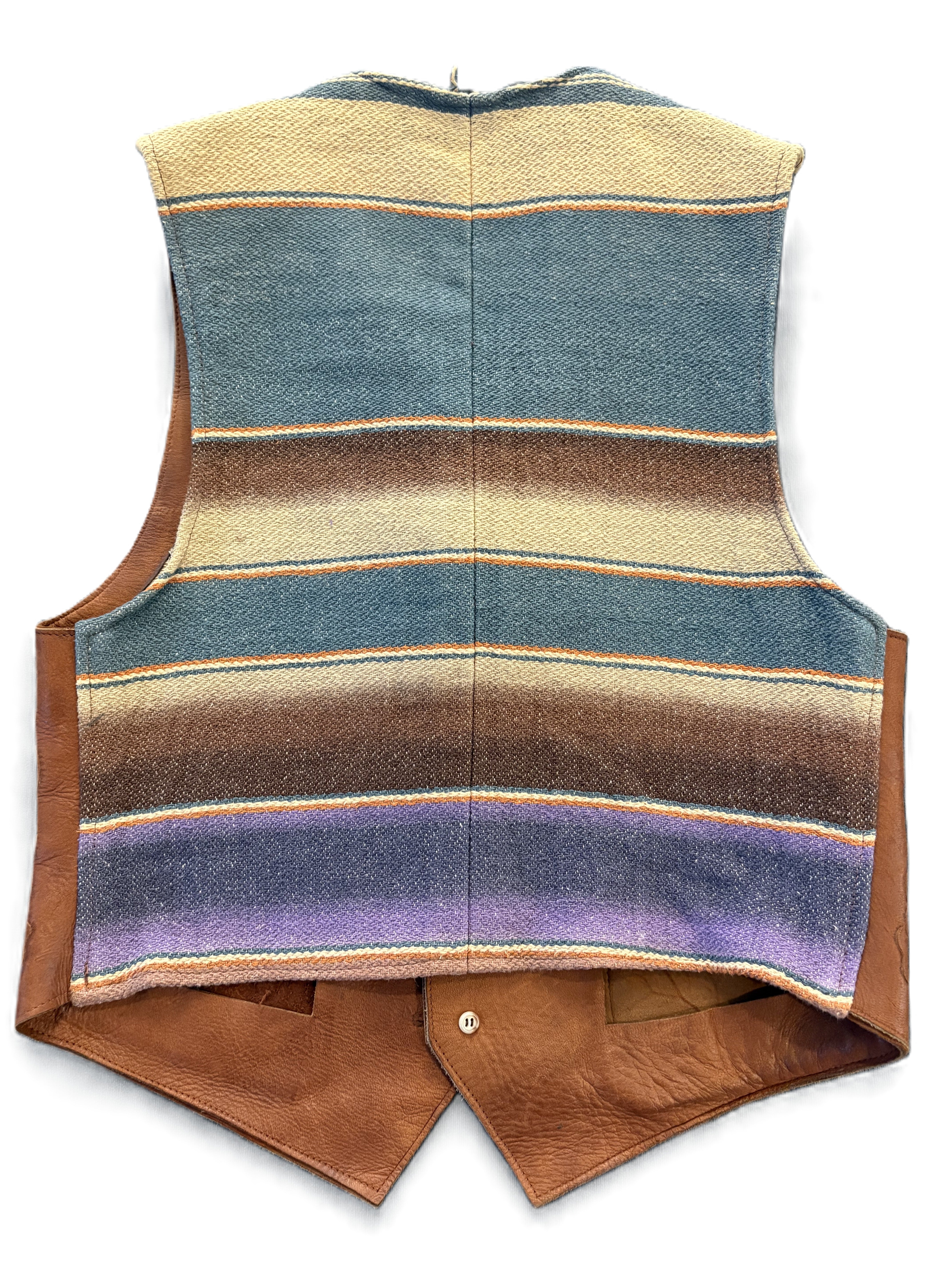 1989-1992 Vintage Ralph Lauren Country - Tooled Leather and Woven Blanket Vest