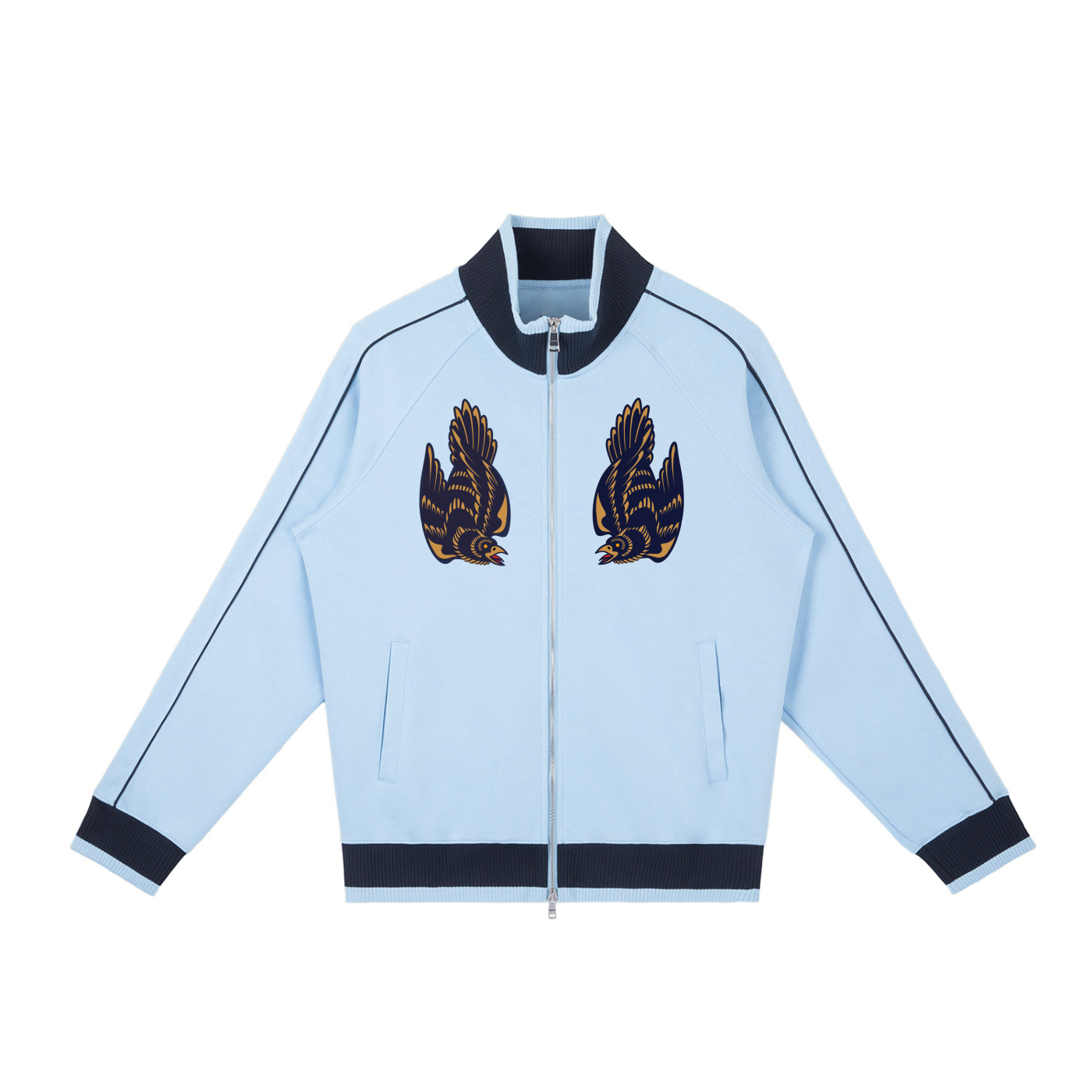 Color Block Raglan Sleeve Zip Track Jacket