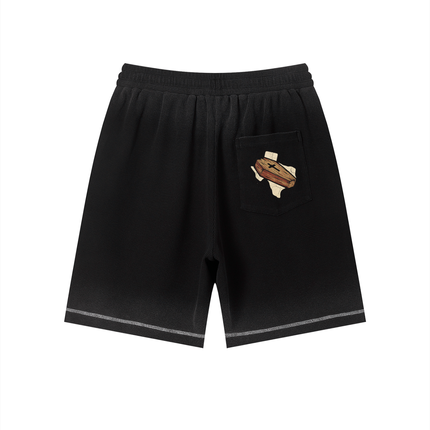 (Deconstructed Rose) Unisex Sunfade Waffle Raw Hem Shorts
