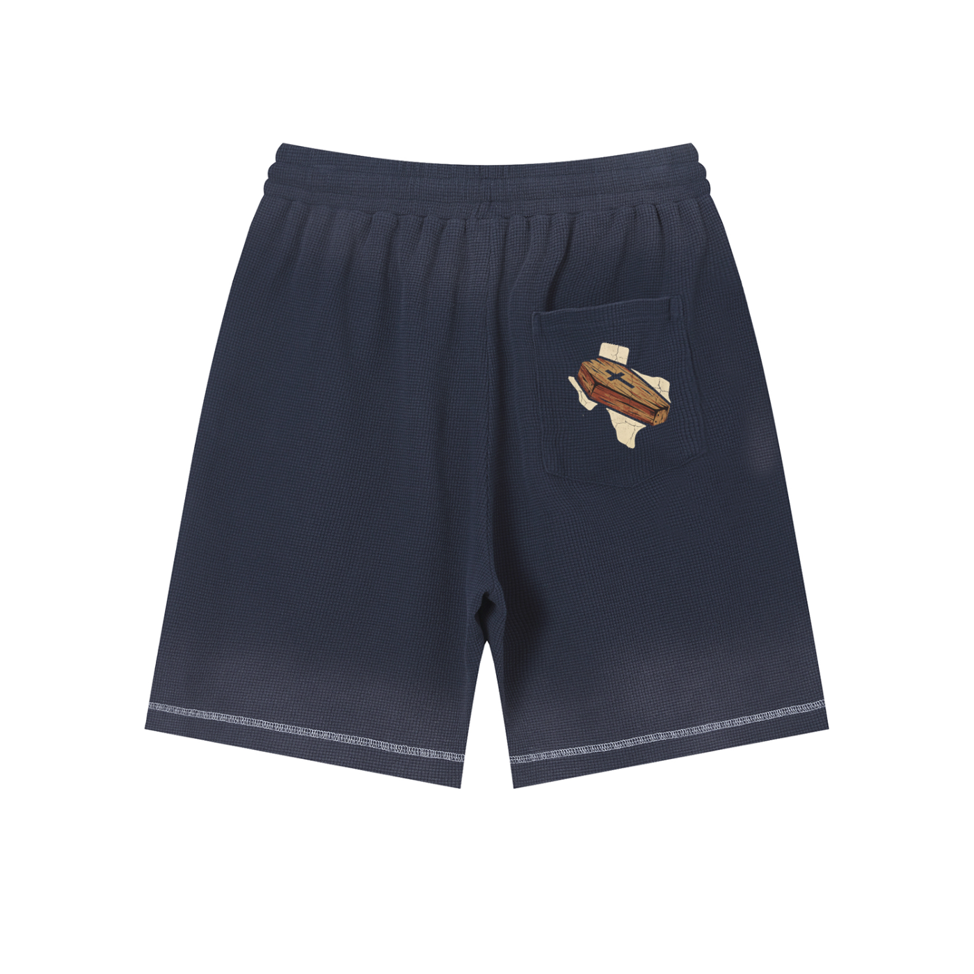 (Deconstructed Rose) Unisex Sunfade Waffle Raw Hem Shorts